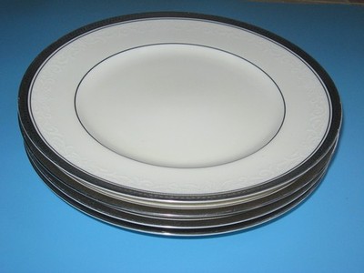 Vtg Noritake Ardmore Platinum Set/FOUR Dinner Plates 10-5/8 7601 Great condition