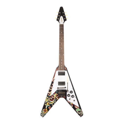 Gebrauchte Epiphone Jimi Hendrix "Love Drops" Flying V - Ebenholz mit Artwork - Bild 2 von 11