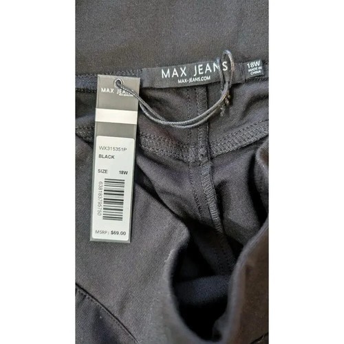 Max Jeans Anzughose 18W schwarz Stretch einfarbig Logo Ponte Strick Gesäßtaschen - Bild 4 von 12