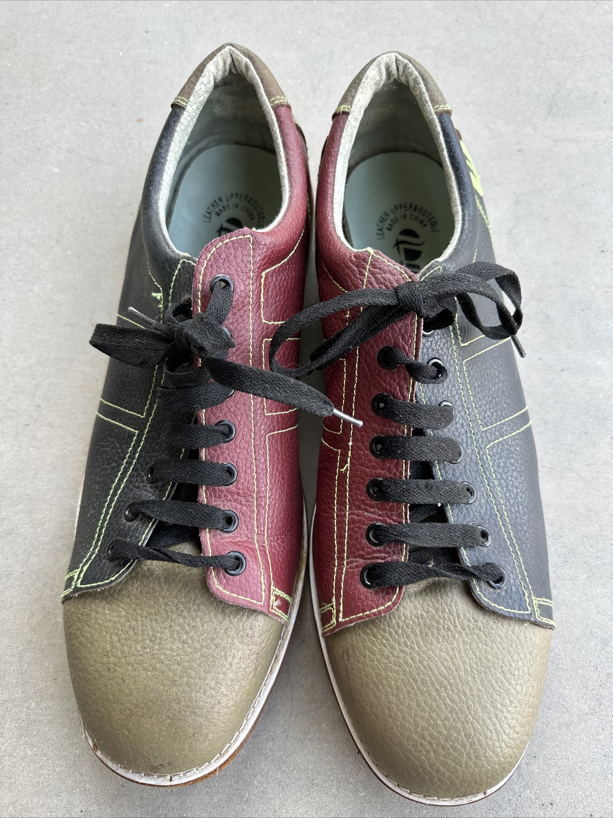 Linds Bowling Shoes Mens 16 Red Beige Black Leather eBay