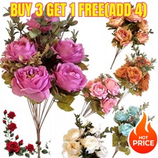 Artificial Flowers Fake Roses Wedding Bouquet Table Centerpiece Home Decor UK