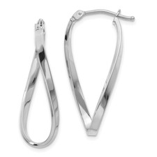 14k White Gold Small Twisted Hoop Earrings for Women 1.42gm L-10mm, W-2mm