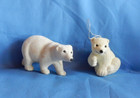 2 Plastic Flocked Blowmold Polar Bear Christmas Ornament & Figure