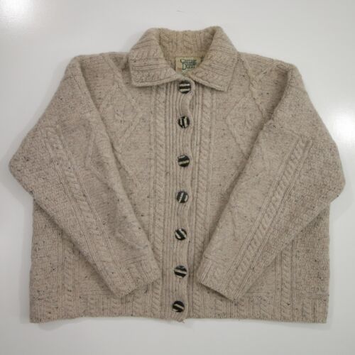 Carraig Donn Made Ireland Cardigan Sweater Cable Knit 100% Wool Medium - 第 1/17 張圖片