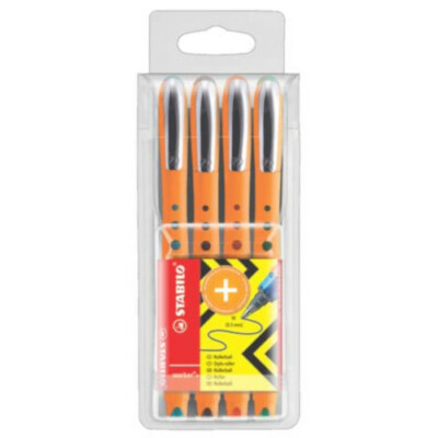 STABILO Tintenroller Gelroller Tintenschreiber worker+ F 4er Set Füll-Anzeige