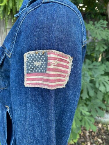 Polo Ralph Lauren Jean Denim Jacket Trucker USA Flag 90s Boys Large 14-16 - Picture 8 of 13