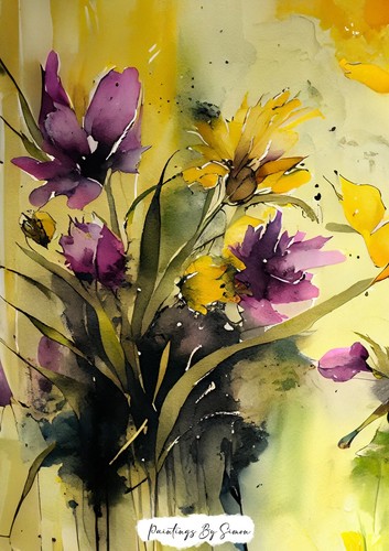 Expressive Floral Bouquet Watercolor Art Print 5"x7" - Elegant Home Decor - Picture 3 of 7
