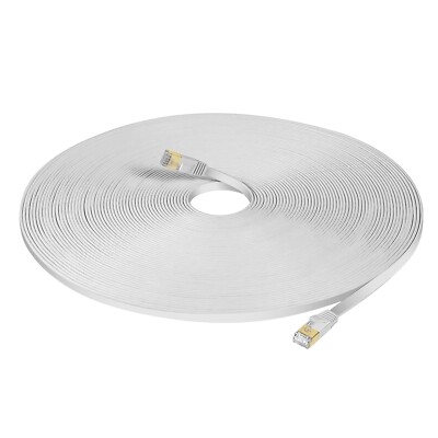 SOEYBAE Cat7 Flach Ethernet Netzwerkkabel Ultra Dünn Weiß 3M High Speed