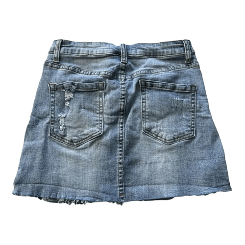Minifalda de mezclilla Angel Kiss para mujer junior azul desgastado dobladillo crudo talla S - Imagen 8 de 9
