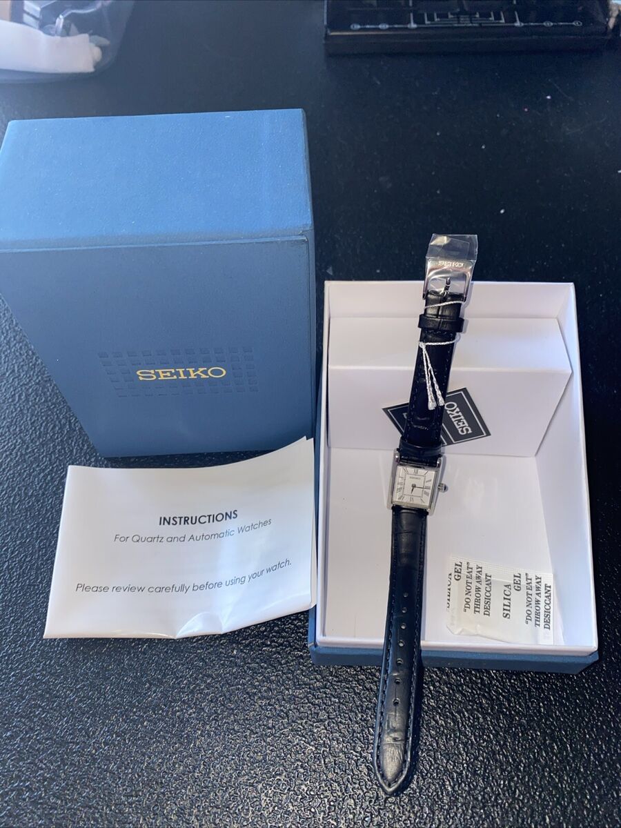 New! Seiko Quartz White Dial Black Leather Ladies Watch New! Seiko Quartz White Dial Black Leather Ladies Watch