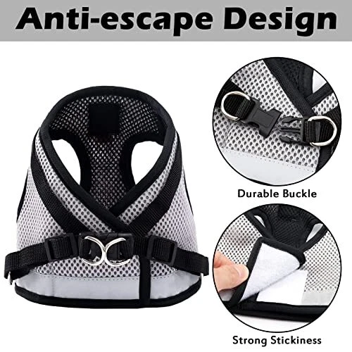 Arnes Gato Transpirable Arnes para Perro Pequeño, Ajustable Reflectante Arnés p - Imagen 4 de 8