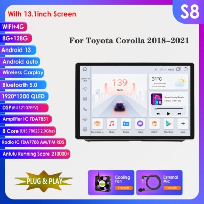 13.1'' Carplay Android 13 Car Stereo Radio For Toyota Corolla 12 2018-2021 128GB