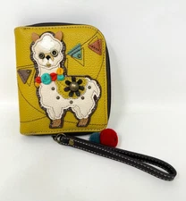 Chala Llama Zip Around Wallet Card Holder Strap Yellow