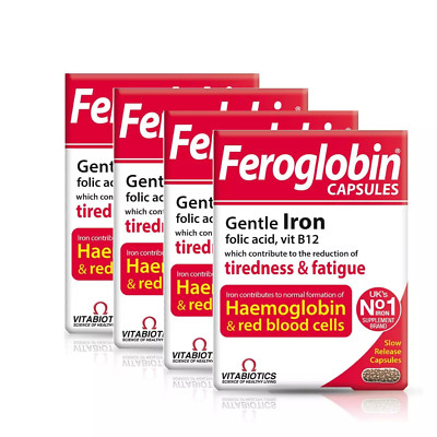 4X VITABIOTICS Feroglobin Vitamin and Mineral 30 Capsules - EXP- 02/2028