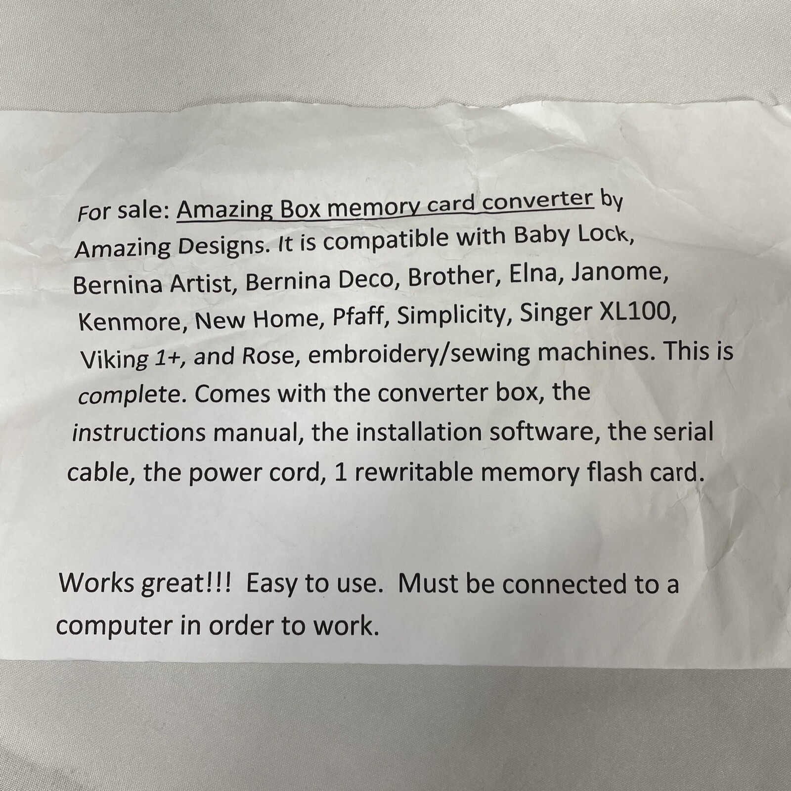 THE AMAZING BOX Designs Embroidery Conversion Box Memory Card Reader