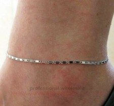 LADIES GIRLS DOUBLE LAYER BEAD ANKLET BRACELET CHAIN ADJUSTABLE GOLD SILVER UK