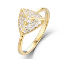 24K Gold Over 925 Sterling Silver CZ Stud Fashion Ring Band Women Sz 4-10 SS5518