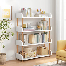 Modern 4-Tier Wooden Bookcase - Stylish Open Shelf for Home Office Storage