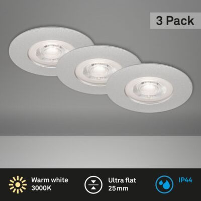 3er Set LED Einbaustrahler 4,9W Slim Badstrahler Warmweiß Chrom