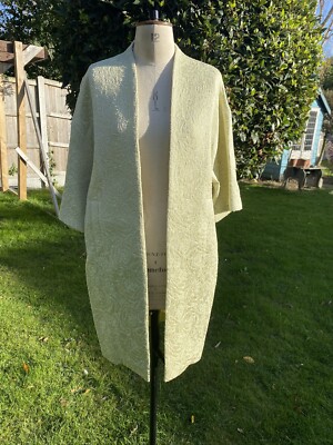 PHASE EIGHT BAUMWOLLMISCHUNG KIMONO STYLE FLORAL STEPPOPTIK LIMETTE GR. S ROSEN 