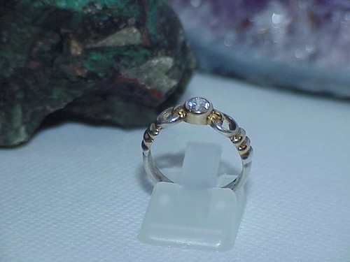 14k Sterling .50ct Diamonique Solitaire Ring Wide Band Sz 6 2.7Gr Vintage ABG - Picture 2 of 12