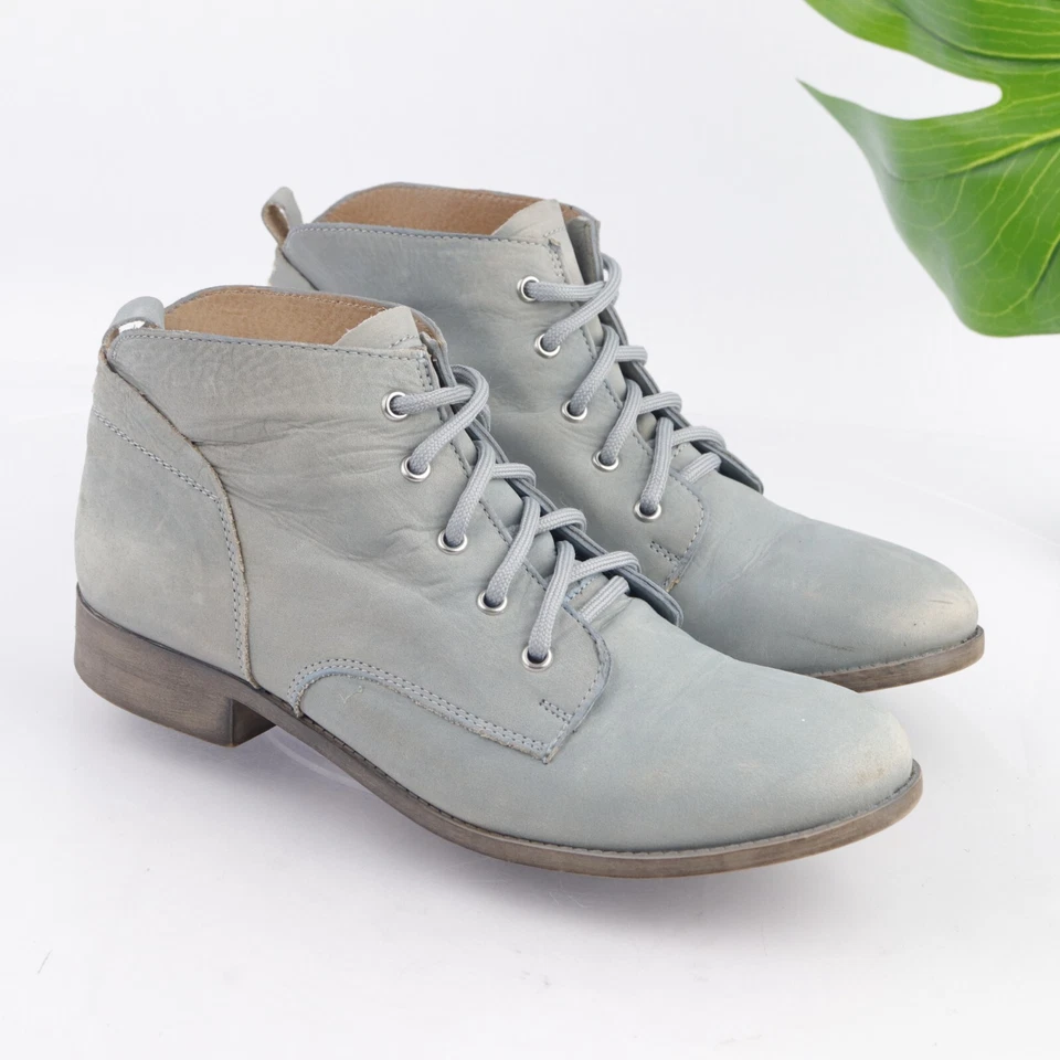 Steve Madden Bota Rubí Para Mujer Talla 11 Con Cordones Azul Agua Cuero Distress Boho Foto 2 de 4