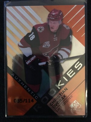 2016-17 SP GAME USED EDITION CHRISTIAN DVORAK ROOKIE CARD 85/114 PHOENIX COYOTES