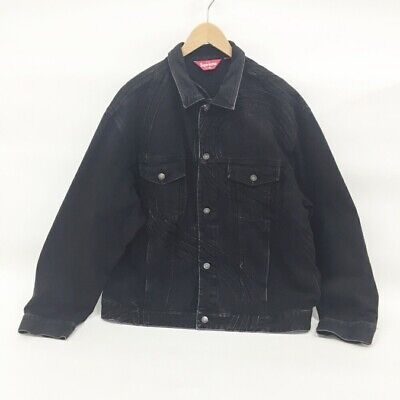 Supreme S Logo Denim Trucker Jacket Black Size XL Mens Supreme S Logo Denim Trucker Jacket Black Size XL Mens