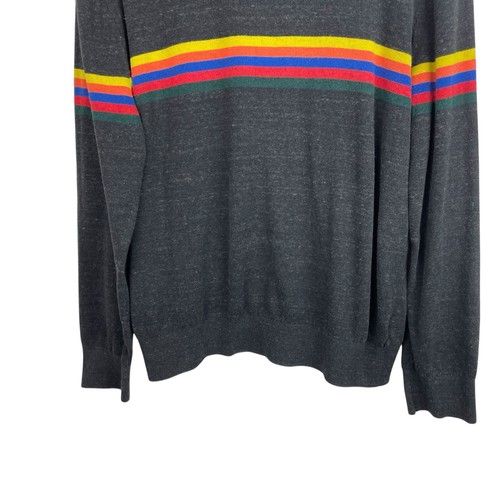 Gap Size Large Gray Chest Stripe Pullover Sweater Preppy Retro Lightweight - Picture 3 of 8