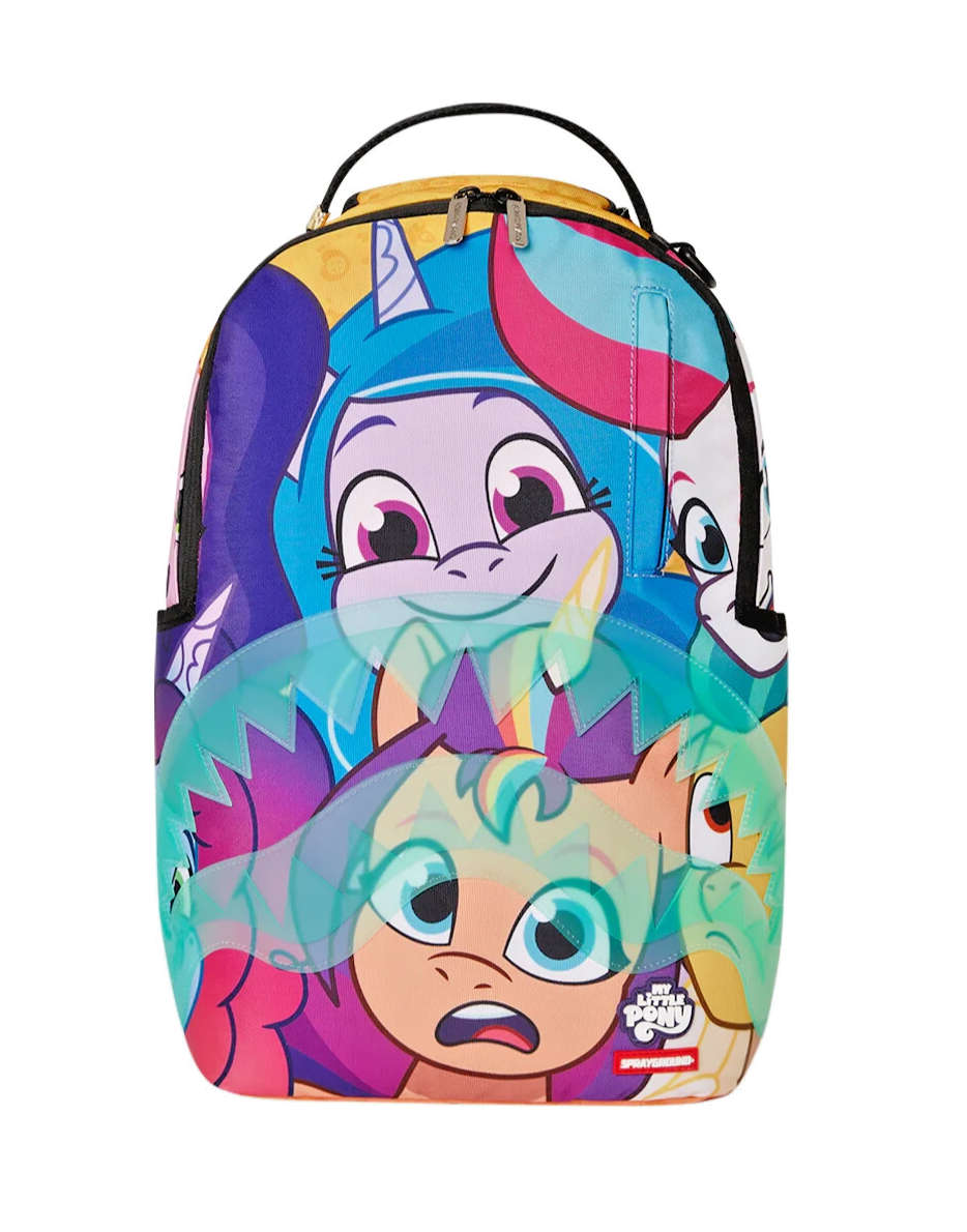 Zaino Sprayground My Little Pony Party?Nuovo Nero Bookbag Grande Borsa Scuola