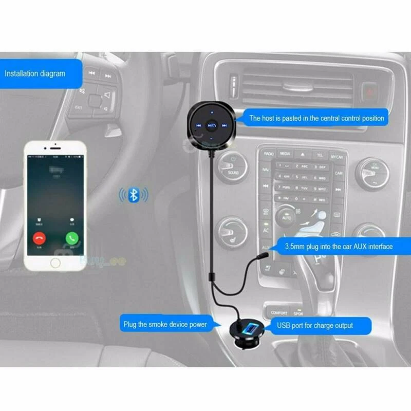 Bluetooth Audio Receiver Car MP3 Player AUX Adapter USB Charger FM Transmitter - Image 2 of 4