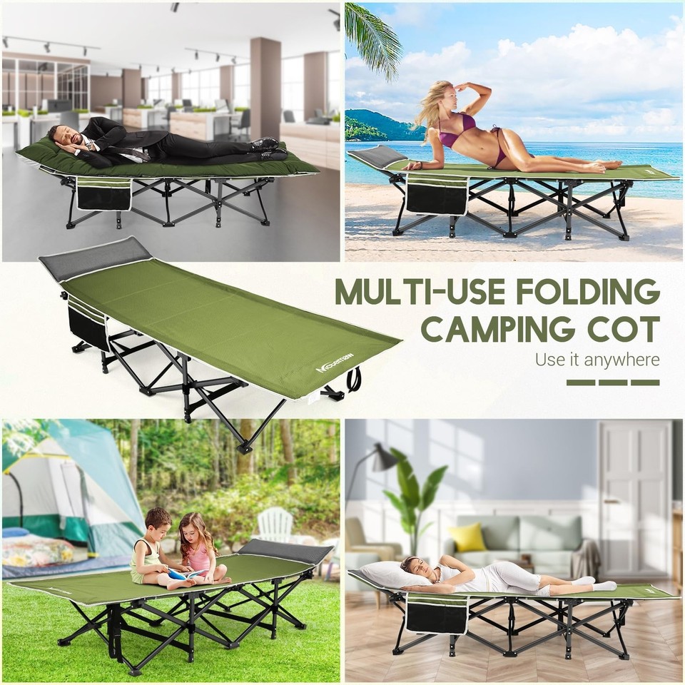 Nictemaw Camping Cot, Sleeping Cots for Adults with Mattress, Max Load