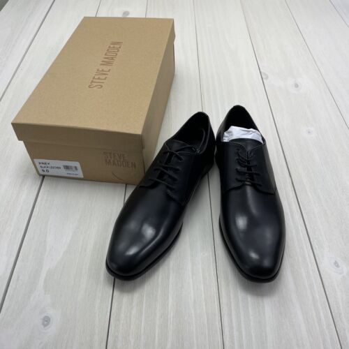 Steve Madden Mens Black Oxford Dress PREY BLACK LEATHER Shoes Size 9