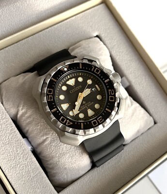 New! Citizen Promaster Watch BN0220-16E Eco Drive Super Titanium Black & Gold