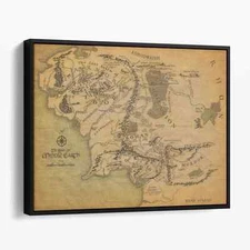 The Lord Of The Rings Map of Middle Earth Fellowship Canvas Print Wall Art