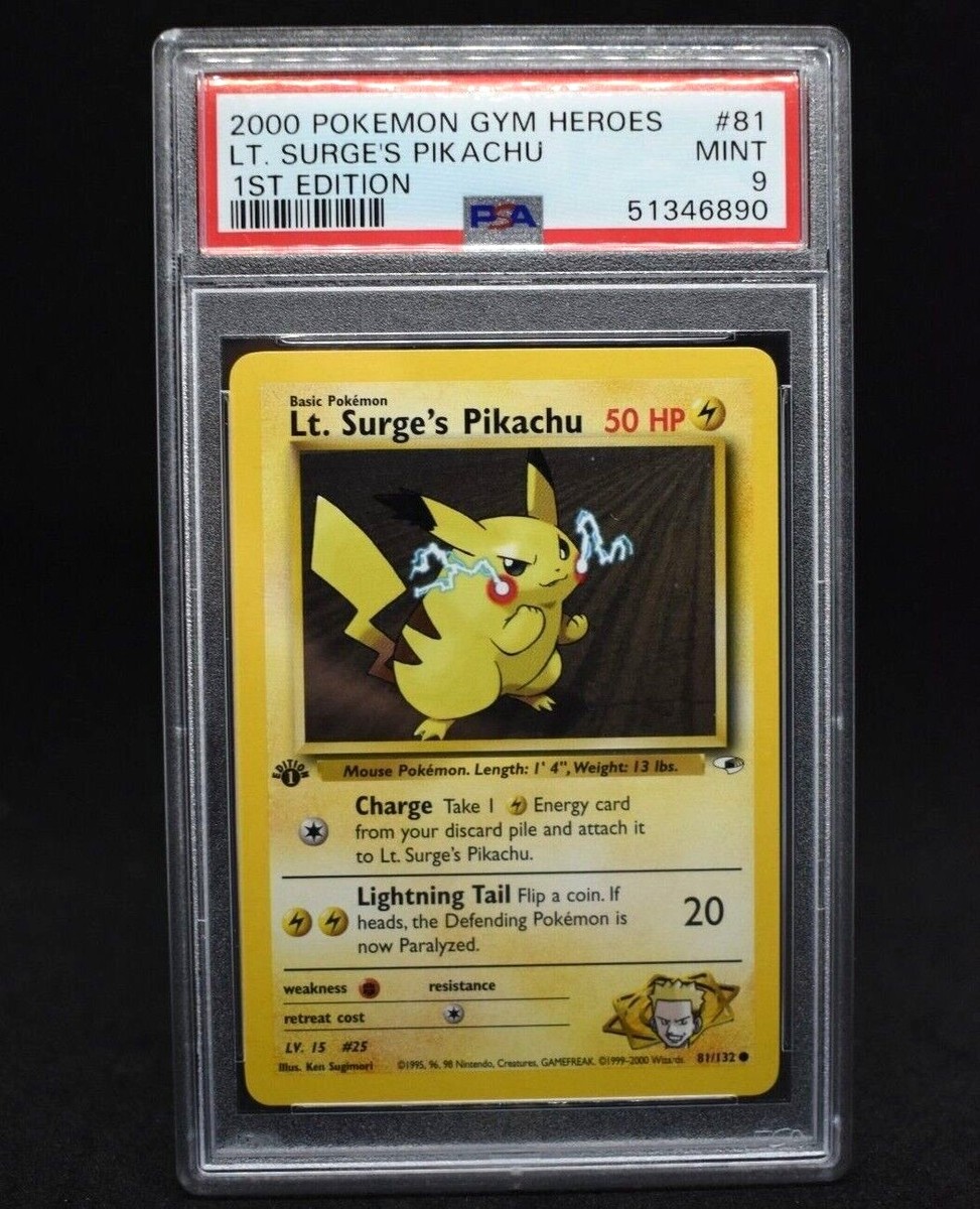 Pokemon WOTC Lt. Surge's Pikachu #81 Gym Heroes 1st Edition PSA 9