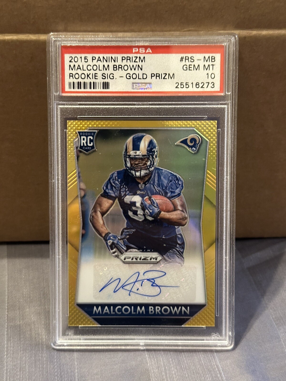 Malcolm Brown Panini Prizm Rookie Signatures #RSMB Gold