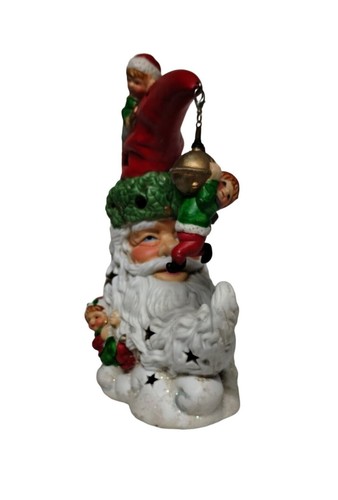 Santa & Elves Cresent Moon Christmas Ceramic Light-Up Electrical Nightlight Vtg - Picture 6 of 13
