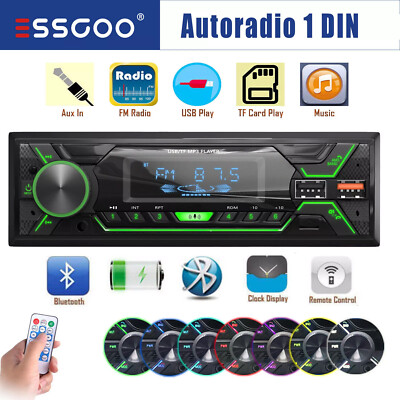 Autoradio mit Bluetooth BT Freisprech USB CD SD 7Farben Aux FM 1DIN MP3 Player