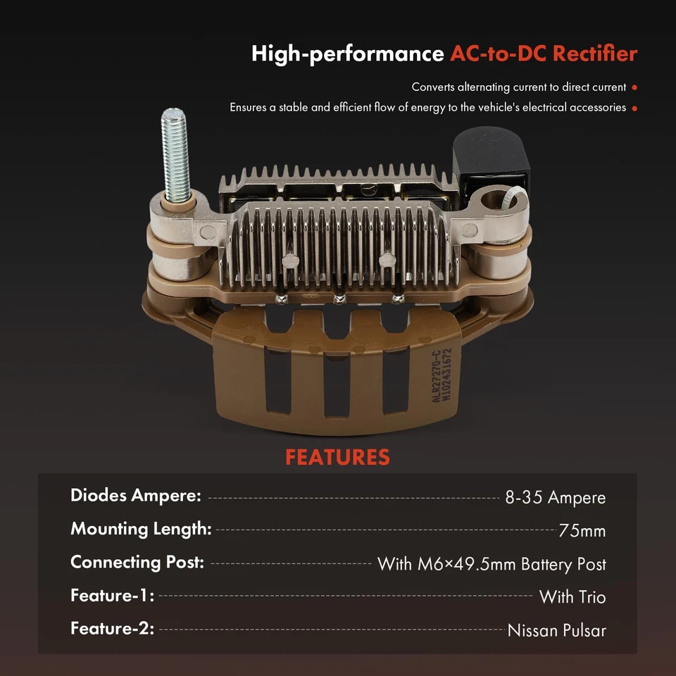 Diodo rectificador alternador con trío para Nissan Sentra Ford Festiva Mazda B2200 Foto 2 de 4