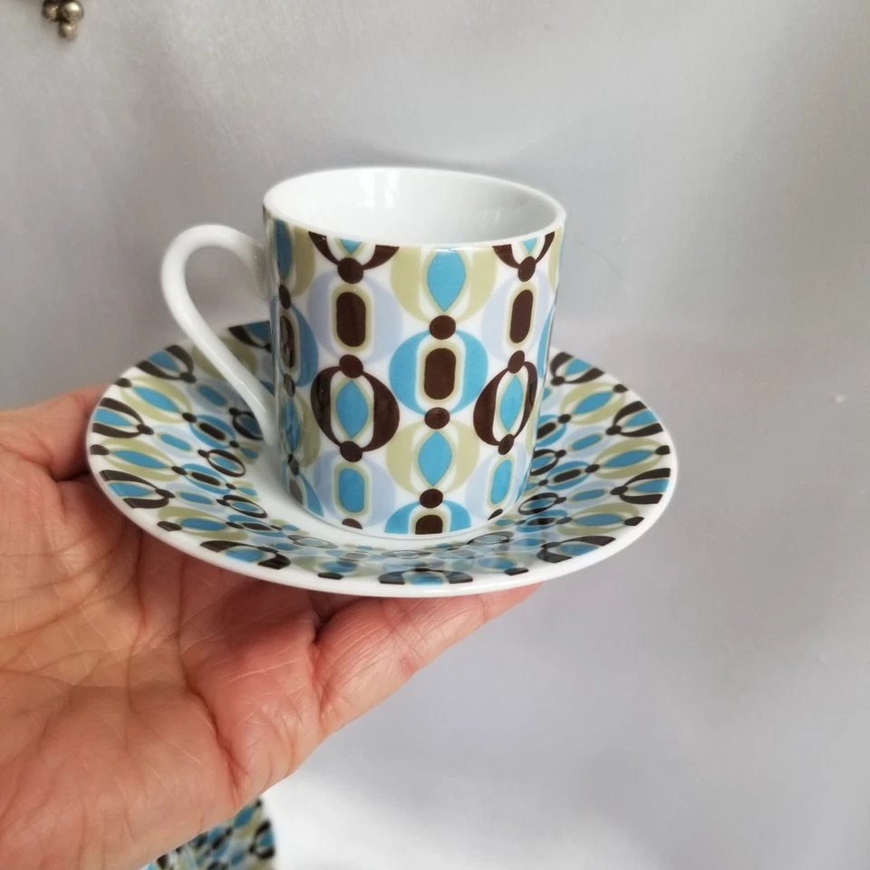 Home Essentials And Beyond коллекция эспрессо коричневые и синие блюдца чашки набор из 2 - Изображение 2 из 4