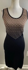 Carmen Marc Valvo Knit Black Dress Sleeveless Size XS Bodycon