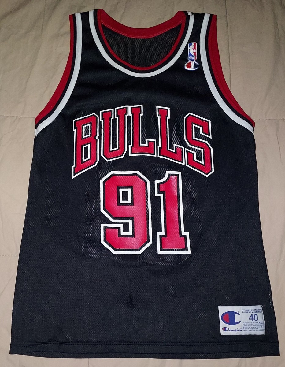 VTG 90s DENNIS RODMAN CHICAGO BULLS CHAMPION JERSEY MENS 40
