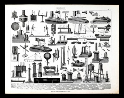 1874 Bilder Print Physics Lab Apparatus Gas Magnetic Electricity Experiments