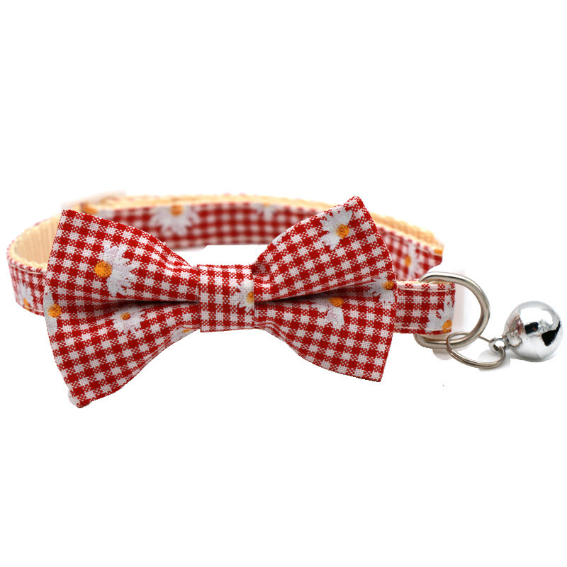 Cravatta Fiocco Regolabile Cani Gatti Accessori Animali Domestici Fiocco Collare Campanella Fiore foto 3