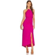 Veronica Beard NWT Pink Maxi Dress Gold Chain Reze Ruched Backless Large