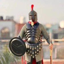 Medieval Black Knight Steel Greek 300 Spartan King Leonidas Full Costume Larp