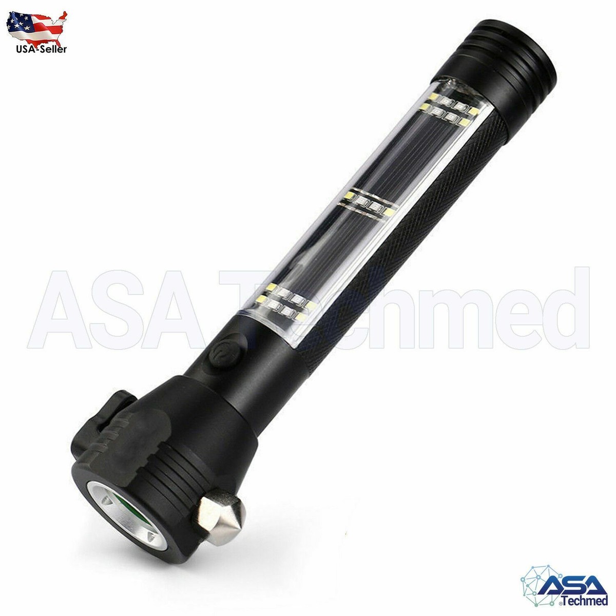 9-in-1 solar rechargeable flashlight-camping survival Roadside Rescue 9-IN-1 Multi-Function Solar Powered Flashlight / Survival  Tool