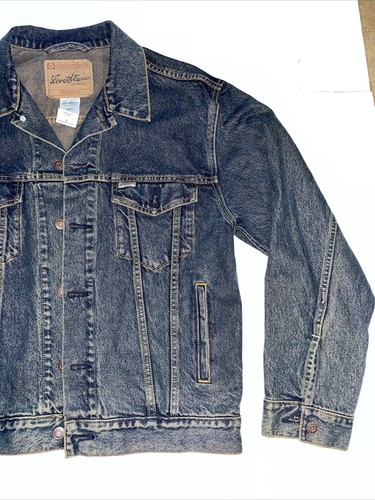 Levi Strauss “Signature” Dark Wash Blue Jean Denim Trucker Jacket Size M Vintage - Picture 2 of 13