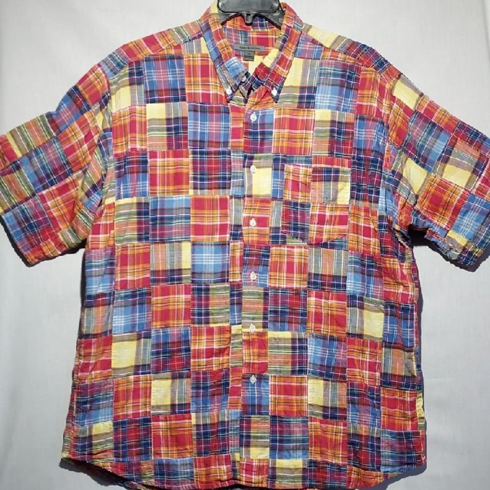 Johnston and Murphy Madras patchwork short sleeve… - image 1